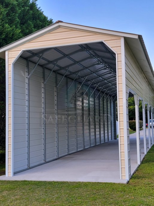 Carport end frameout with dutch corners