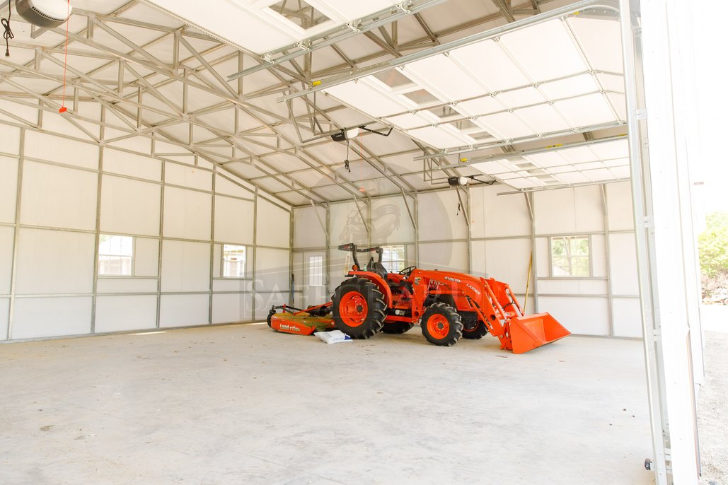 Inside of triple car garage