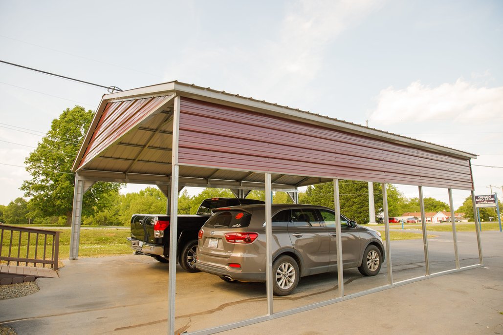 Corner view of double side carport