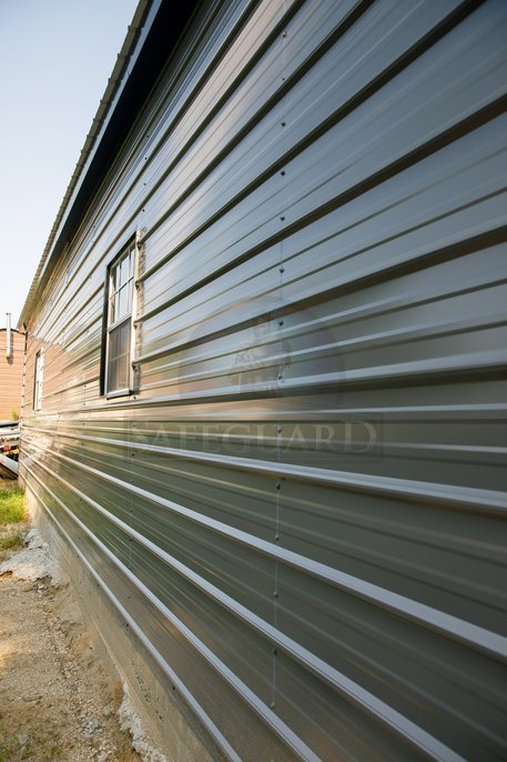 Side view of double car garage