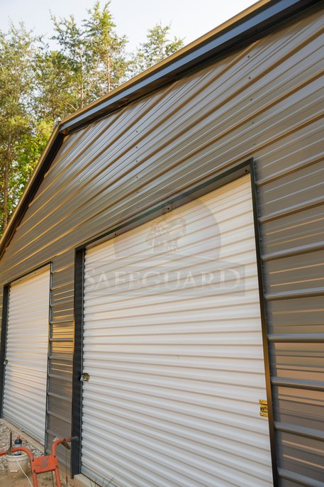 Garage door close up of double car garage