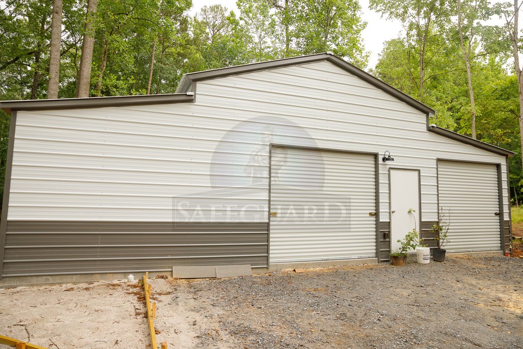 Front view of storage barn