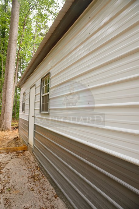 Steel wall of storage barn