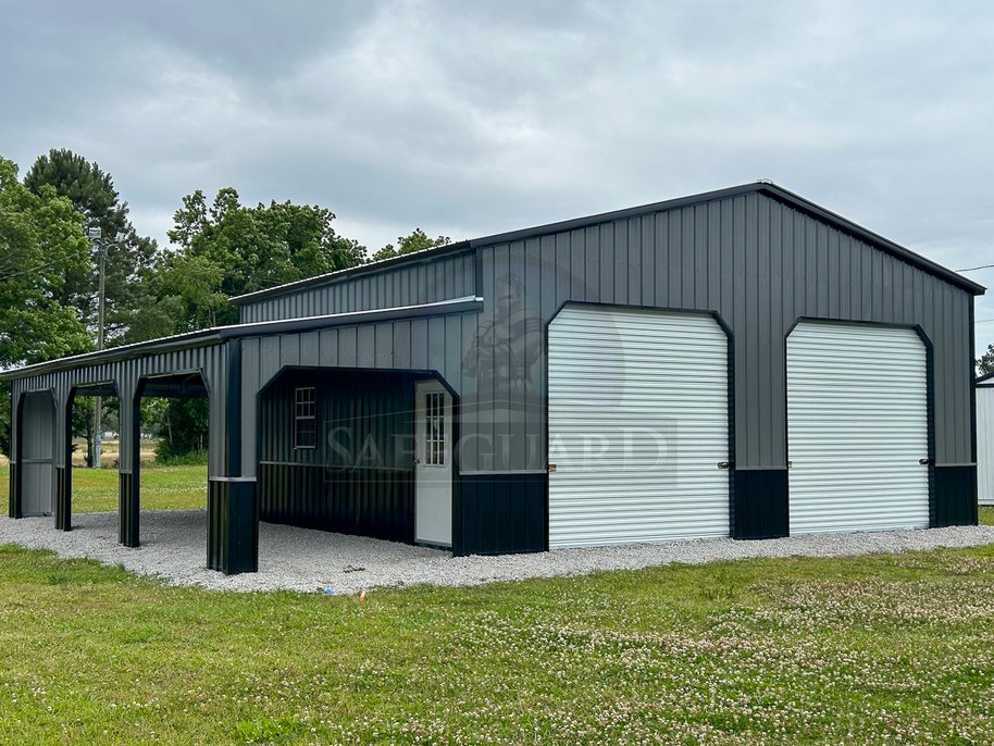 Garage doors of utility building