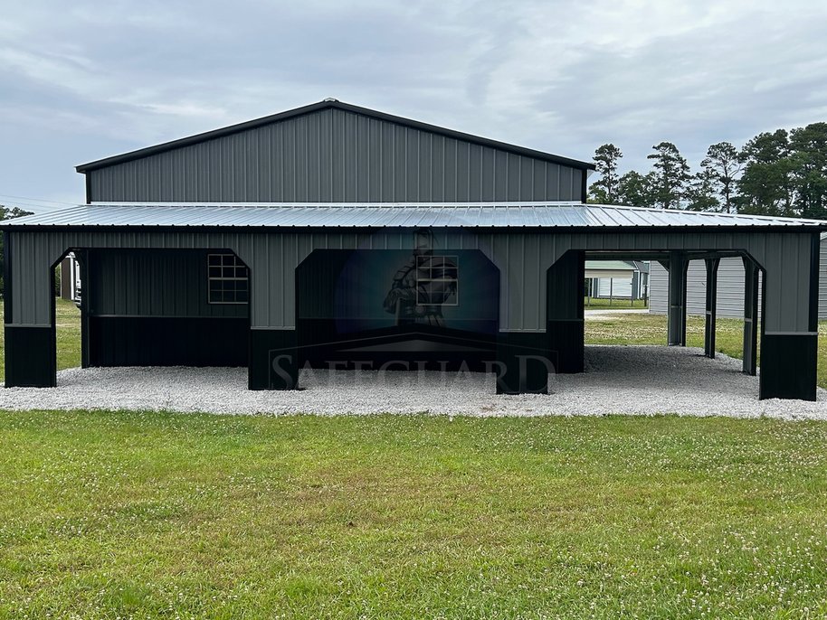 Side view of utility building