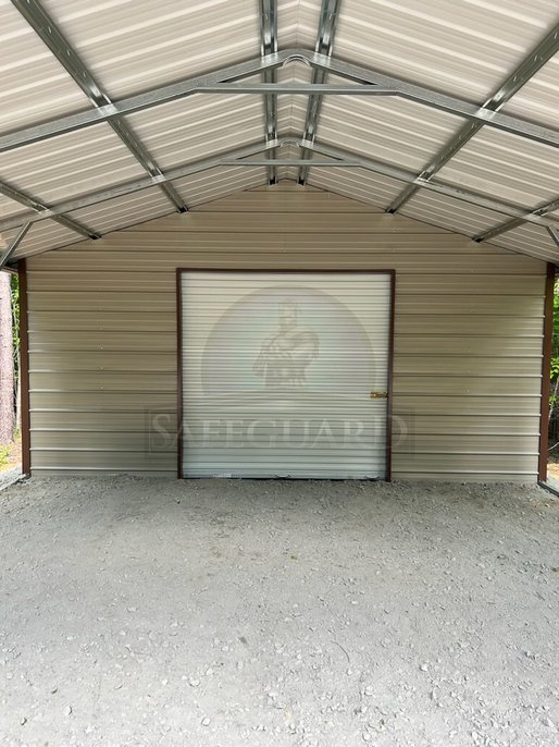 Inside attached carport