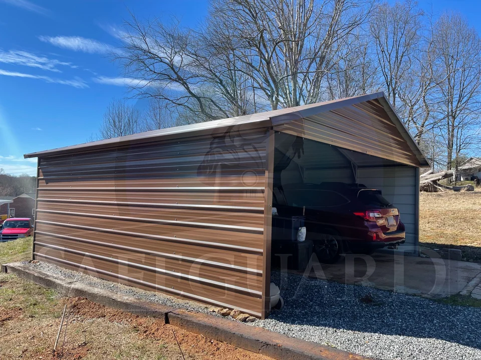 Brown carport with gables