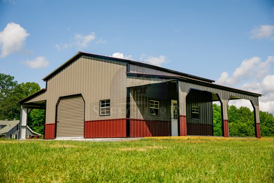 Step Down Barn with red and brown